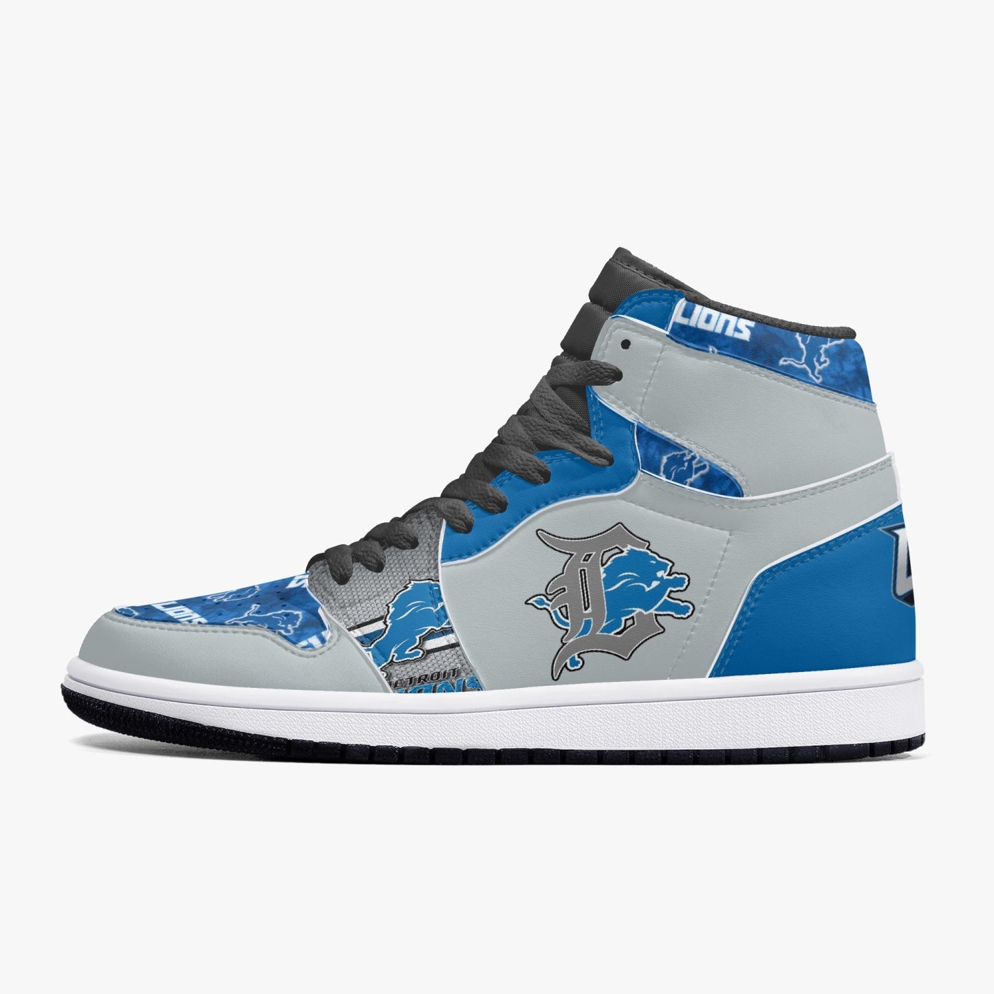 NFL Playoff Collection - Detroit Lions - Grey Leather Sneakers