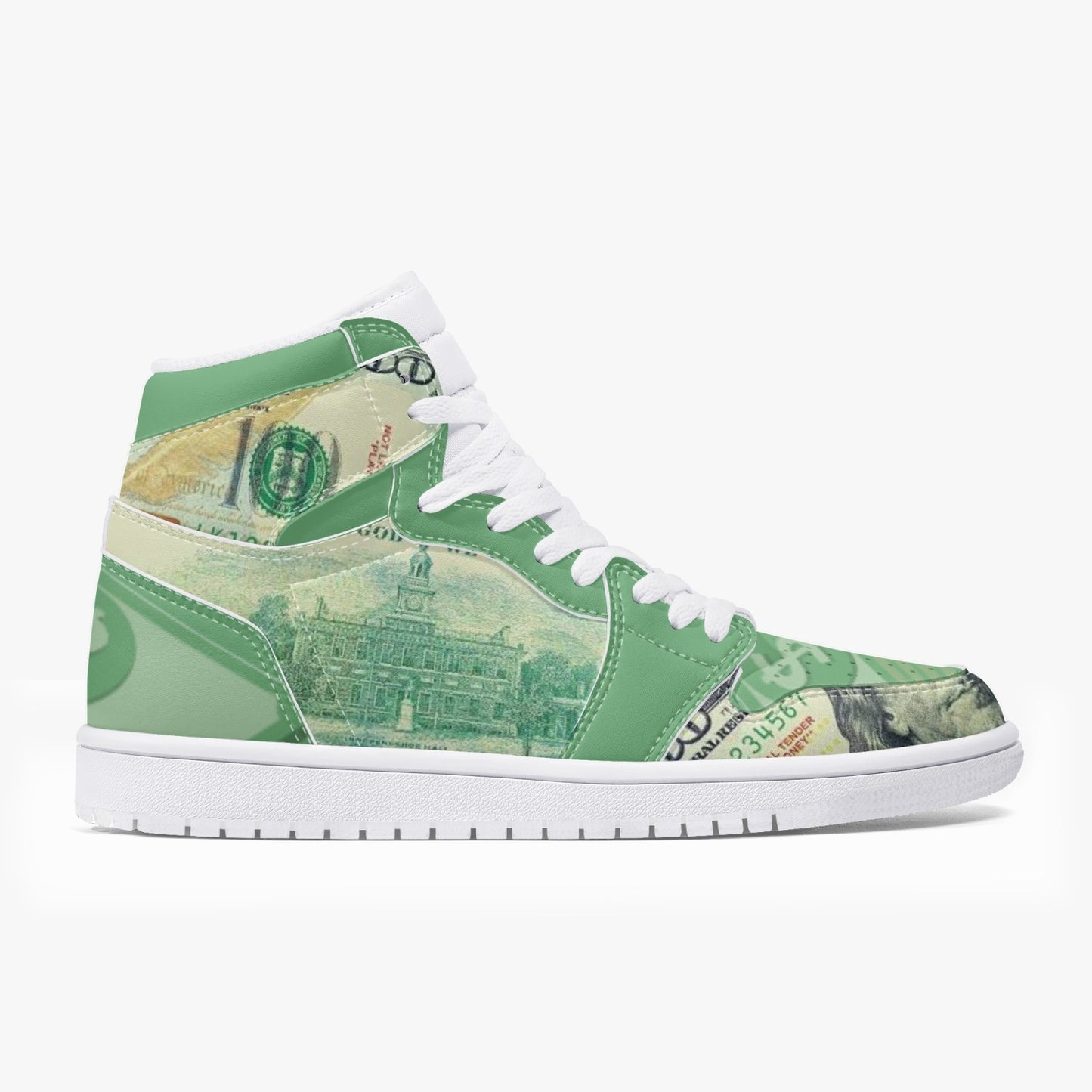 "Star Notes" - Leather Sneakers - Green/ White Sole