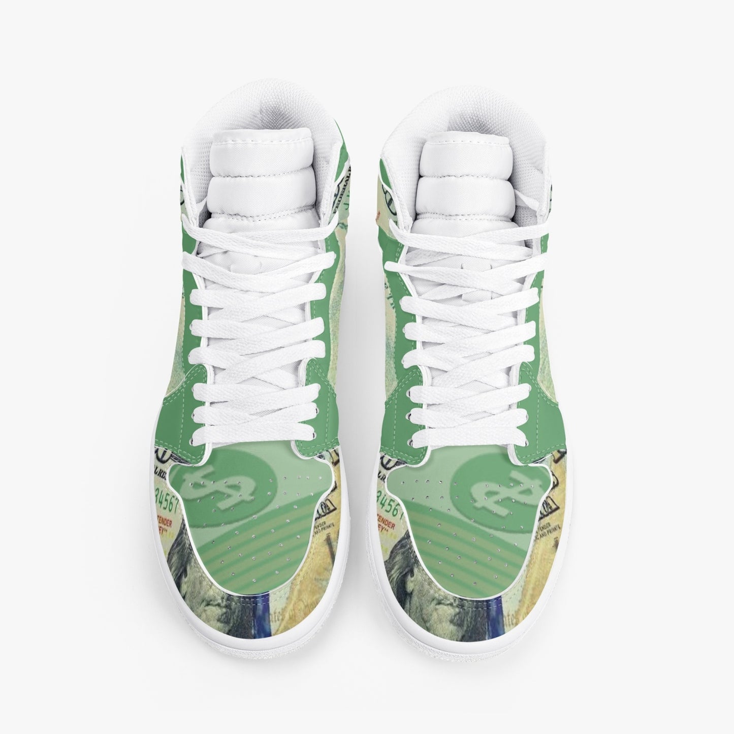 "Star Notes" - Leather Sneakers - Green/ White Sole