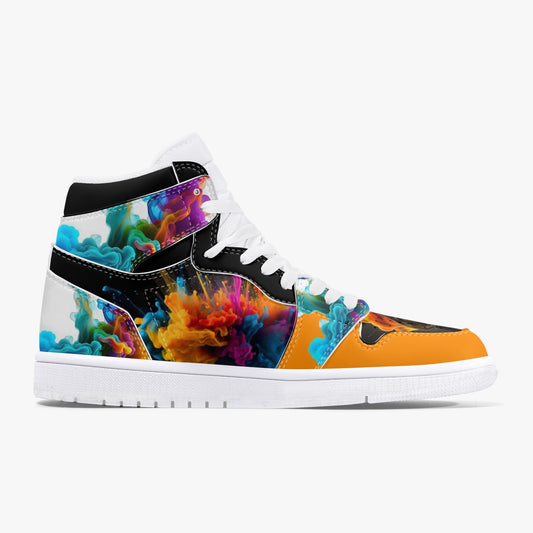 Colorful Smokes - High-Top Leather Sneakers - White