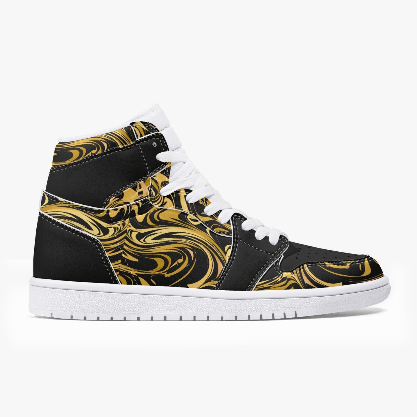 Golden Blackout Liquids High-Top Leather Sneakers - Black W/  White Sole