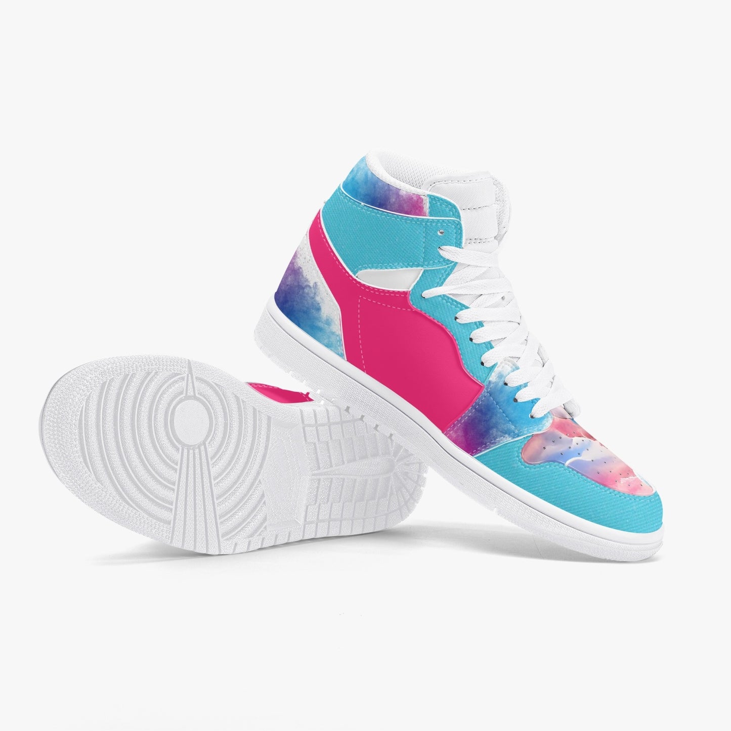 Cotton Candy - High-Top Leather Sneakers - White