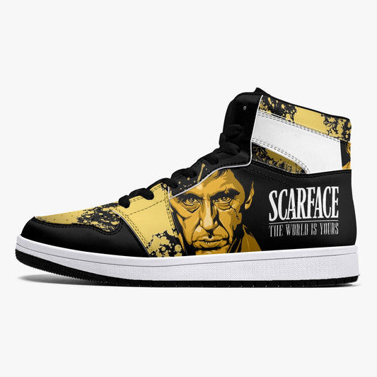 Scarface Golds -  High-Top Leather Sneakers - White / Black