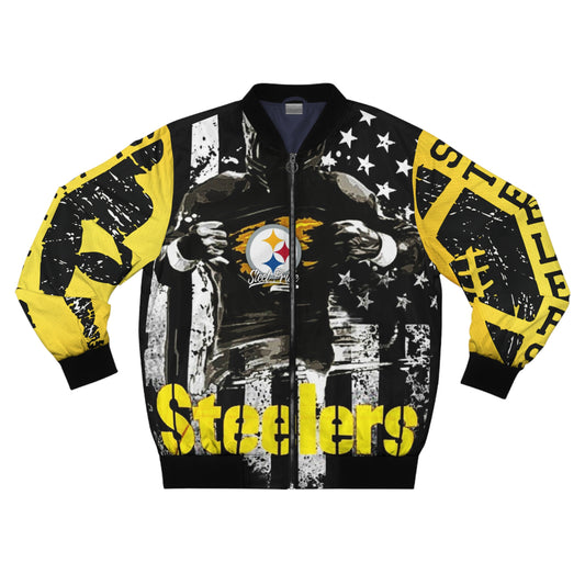 Steel Pride Collection - Skull Bomber Jacket - Blk / Yell