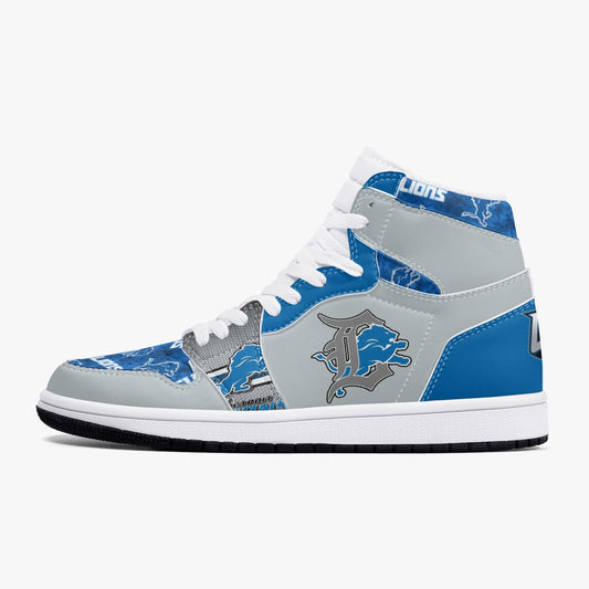 NFL Playoff Collection - Detroit Lions - Grey Leather Sneakers