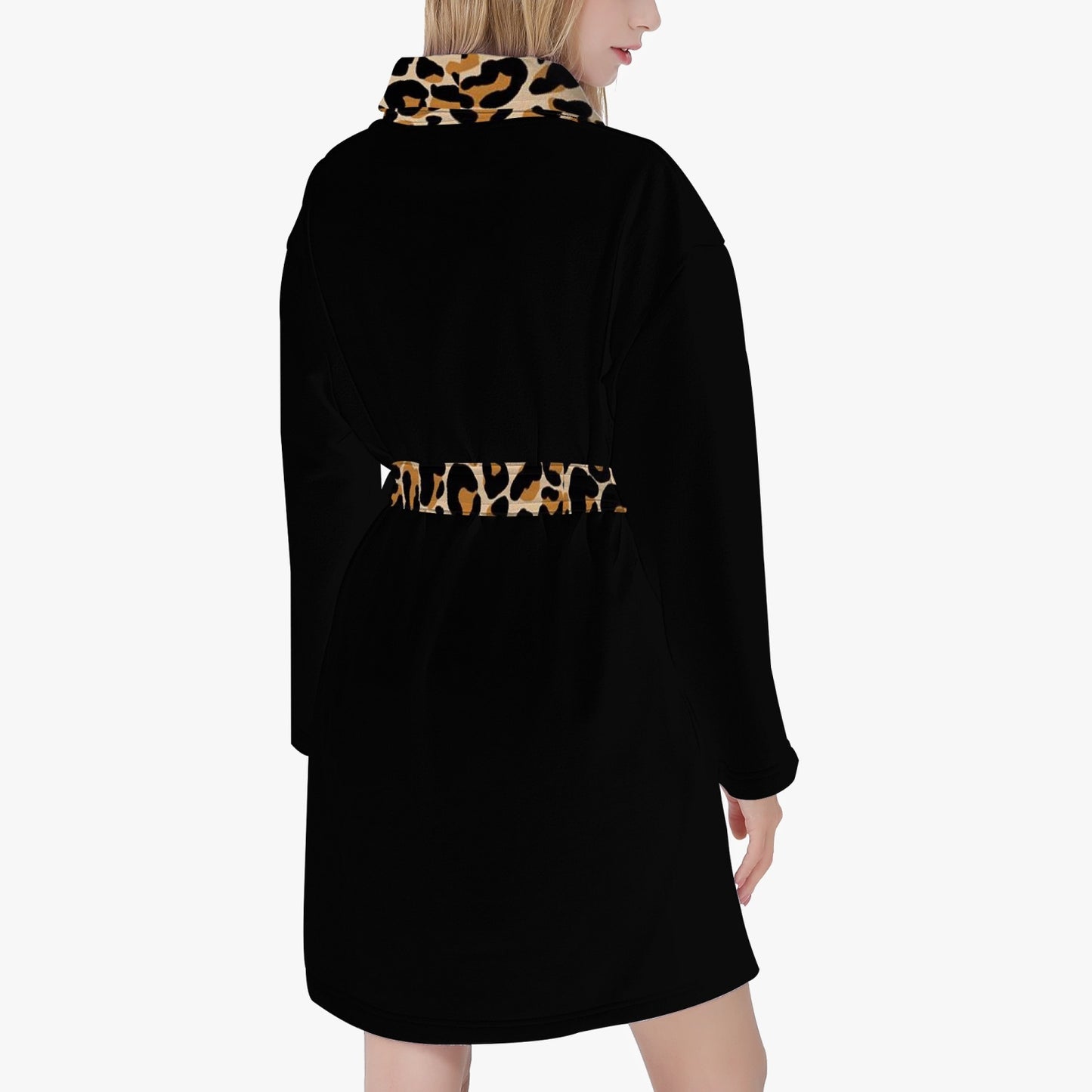 MOB WIFE EAR - Leopard print - Black Women's Loose-fitting Bathrobe