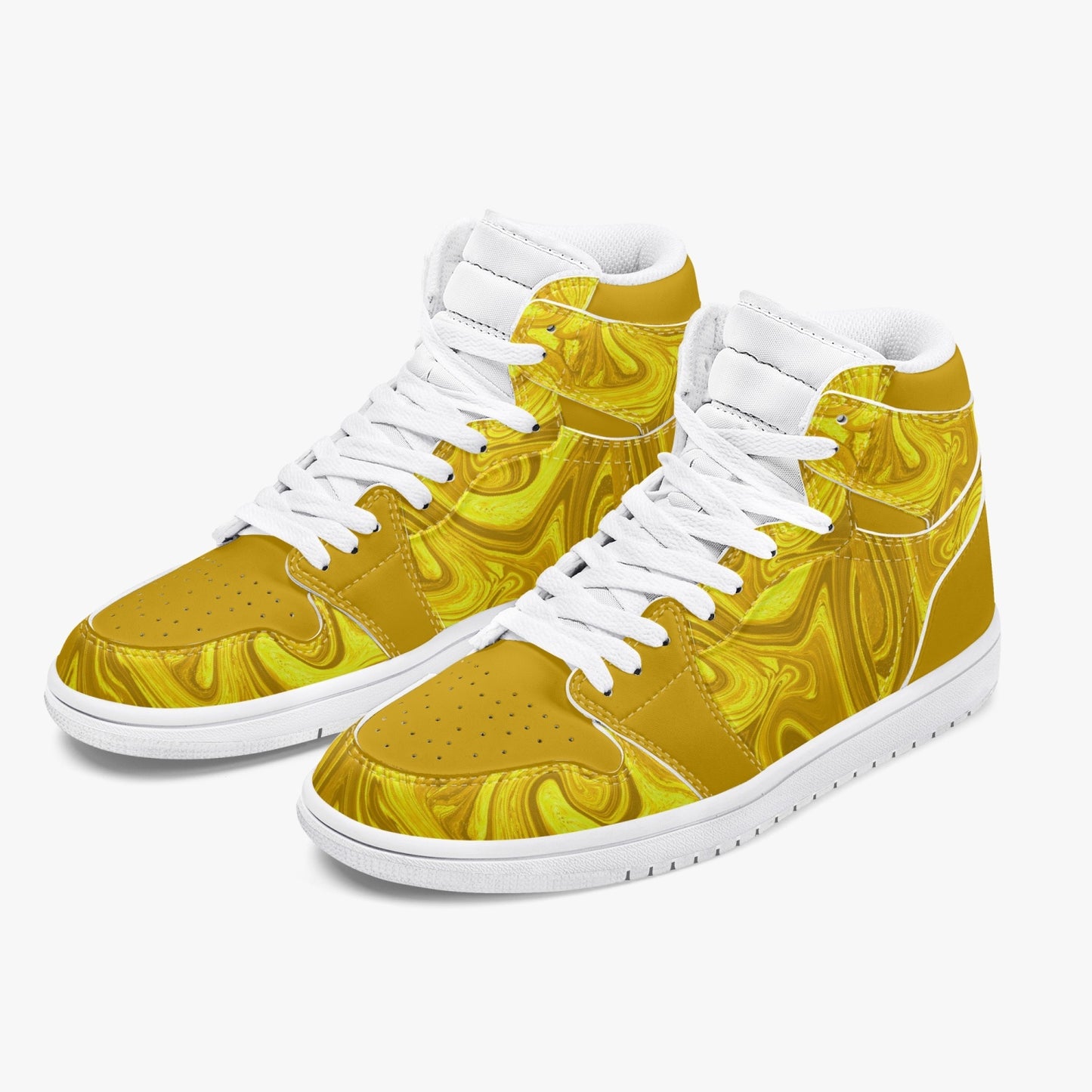 Golden Liquids High-Top Leather Sneakers - Gold w/ White Sole