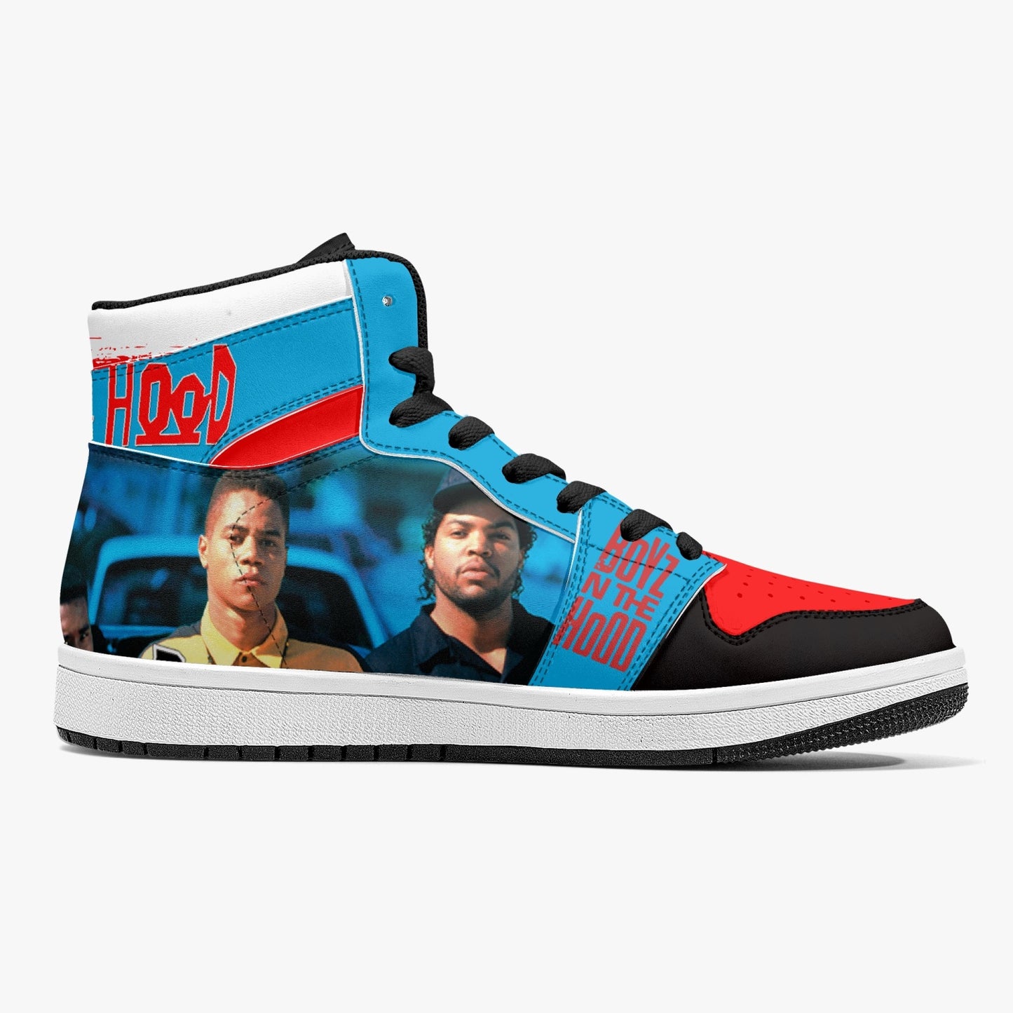 Boyz N The Hood - High-Top Leather Sneakers - White / Black Sole