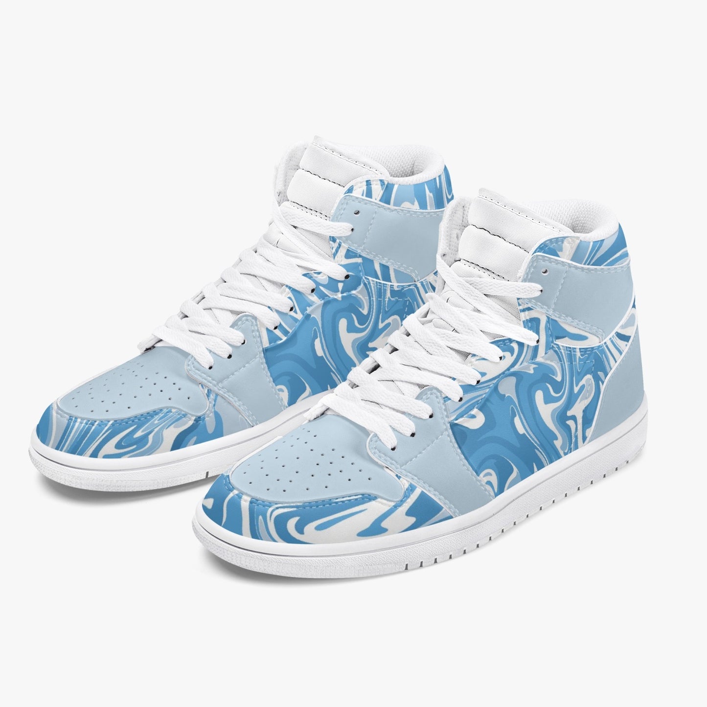 Arctic Liquids High-Top Leather Sneakers - Blue / White Sole