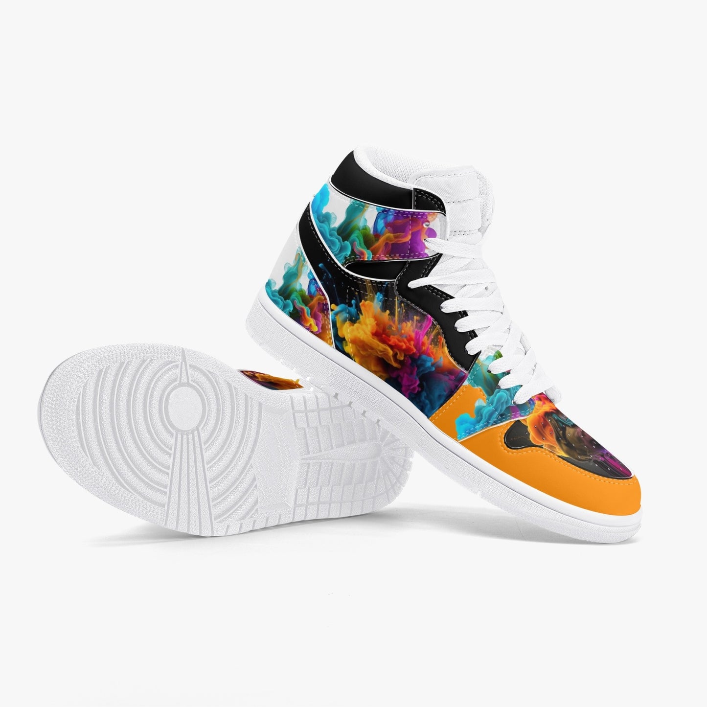 Colorful Smokes - High-Top Leather Sneakers - White