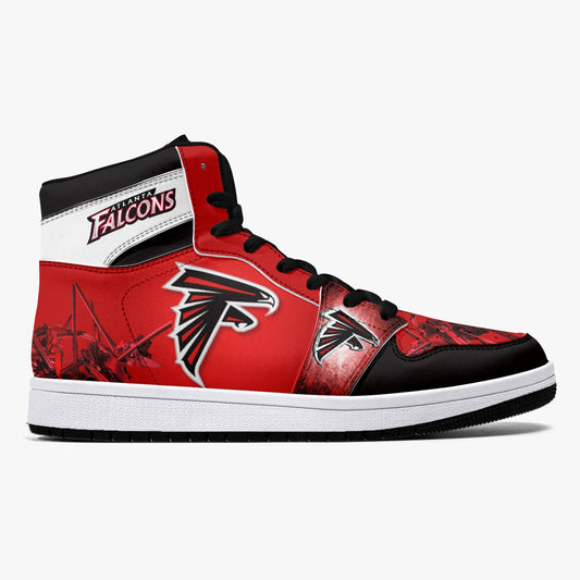 ATL Falcons - High-Top Leather Sneakers - Red - White / Black Sole