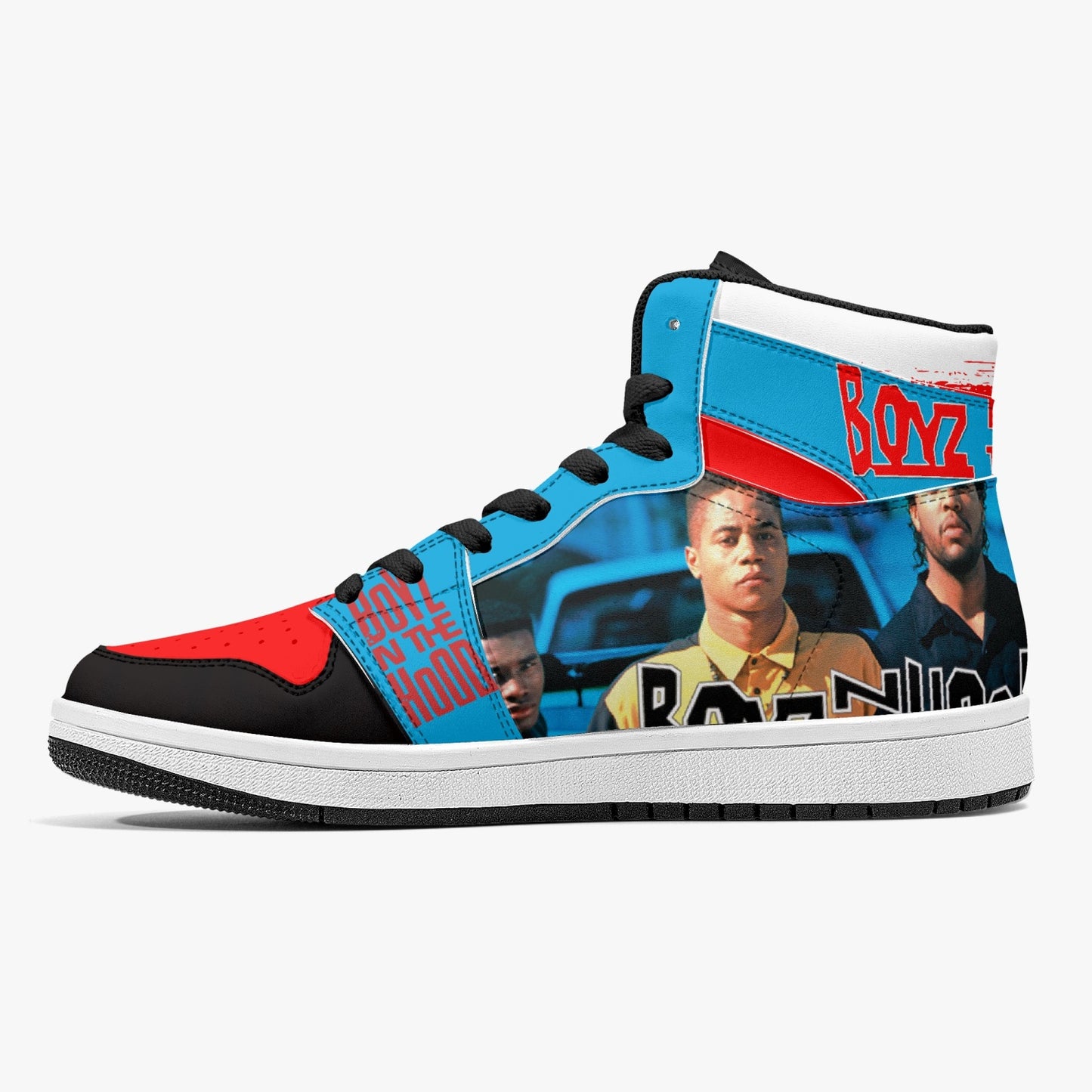 Boyz N The Hood - High-Top Leather Sneakers - White / Black Sole