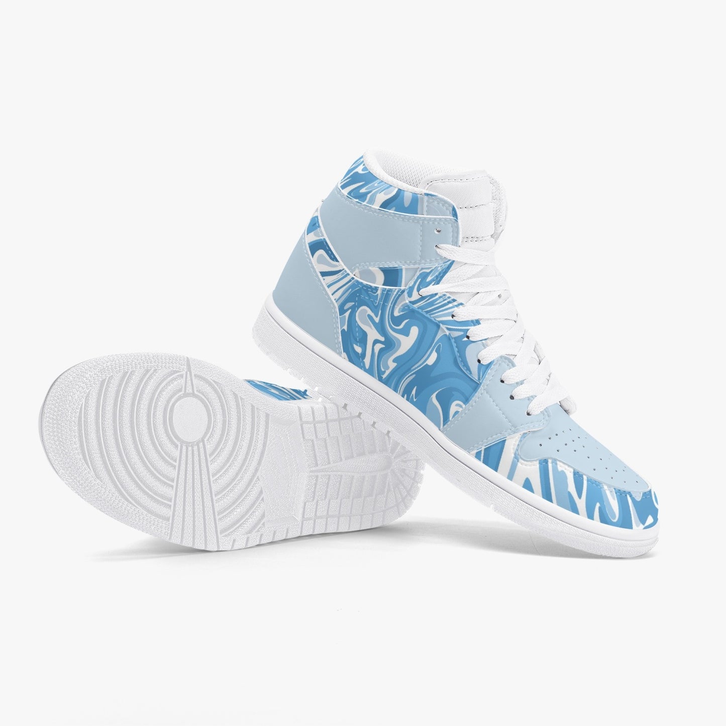 Arctic Liquids High-Top Leather Sneakers - Blue / White Sole