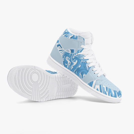 Arctic Liquids High-Top Leather Sneakers - Blue / White Sole