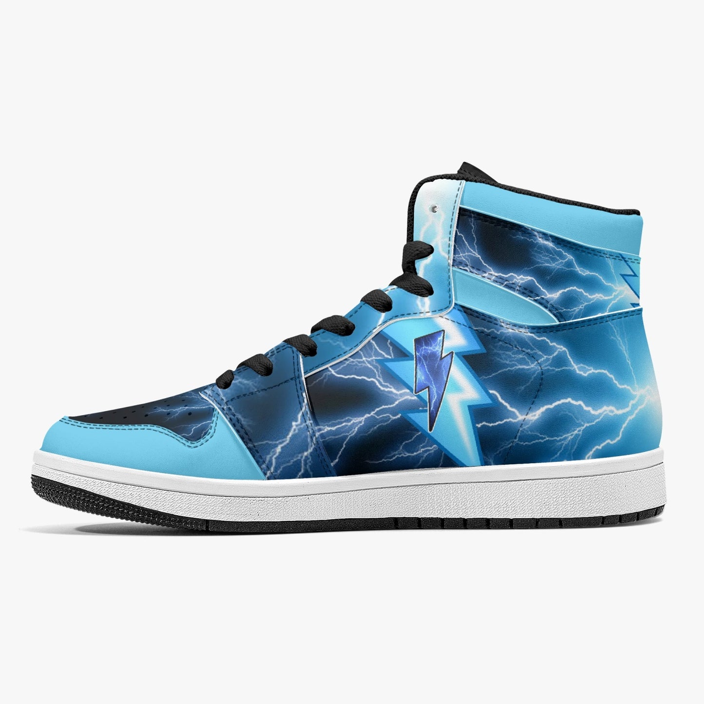 BOLTZ - Blue ThunderOne  - High-Top Leather Sneakers - White / Black Sole