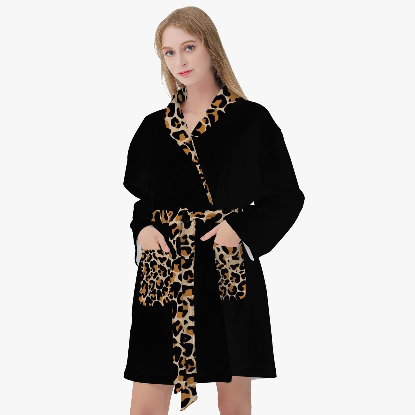 MOB WIFE EAR - Leopard print - Black Women's Loose-fitting Bathrobe