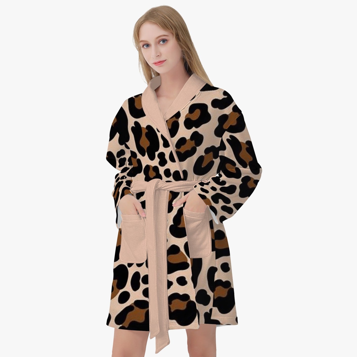 SPORTY MOB WIFE - Leopard print - Pink - Women's Loose-fitting Bathrobe