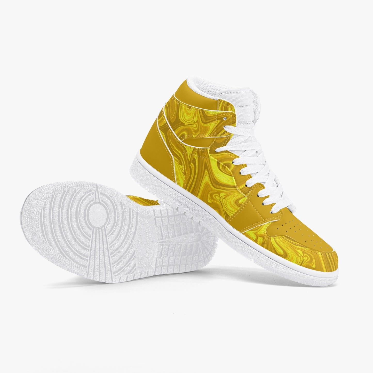 Golden Liquids High-Top Leather Sneakers - Gold w/ White Sole