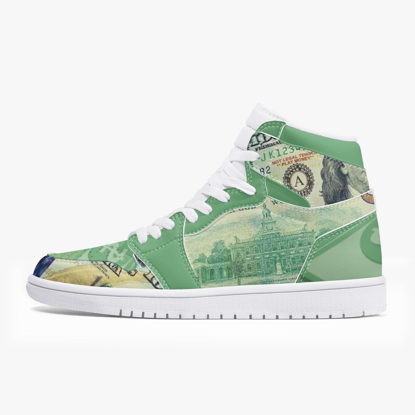 "Star Notes" - Leather Sneakers - Green/ White Sole