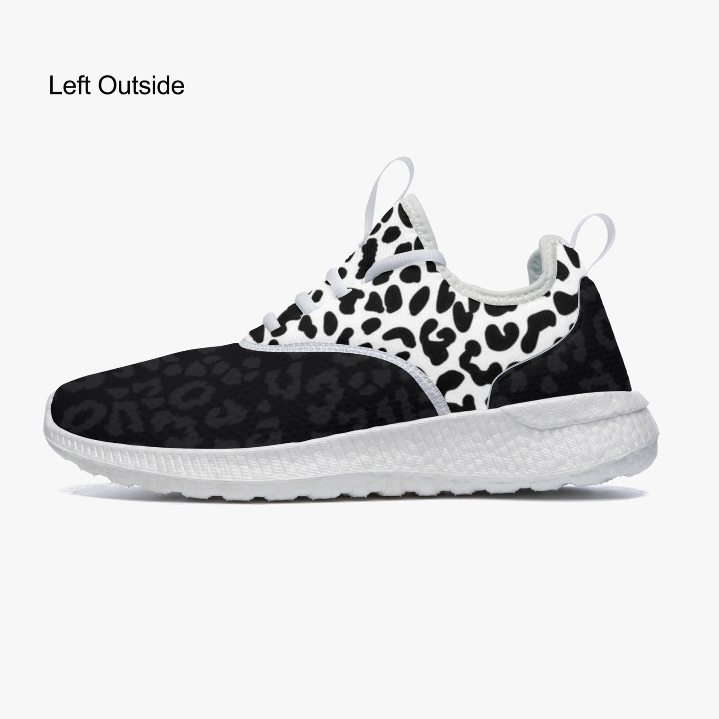 SPORTY MOB WIFE - White / Black Leopard print - Casual Mesh Sports Sneakers