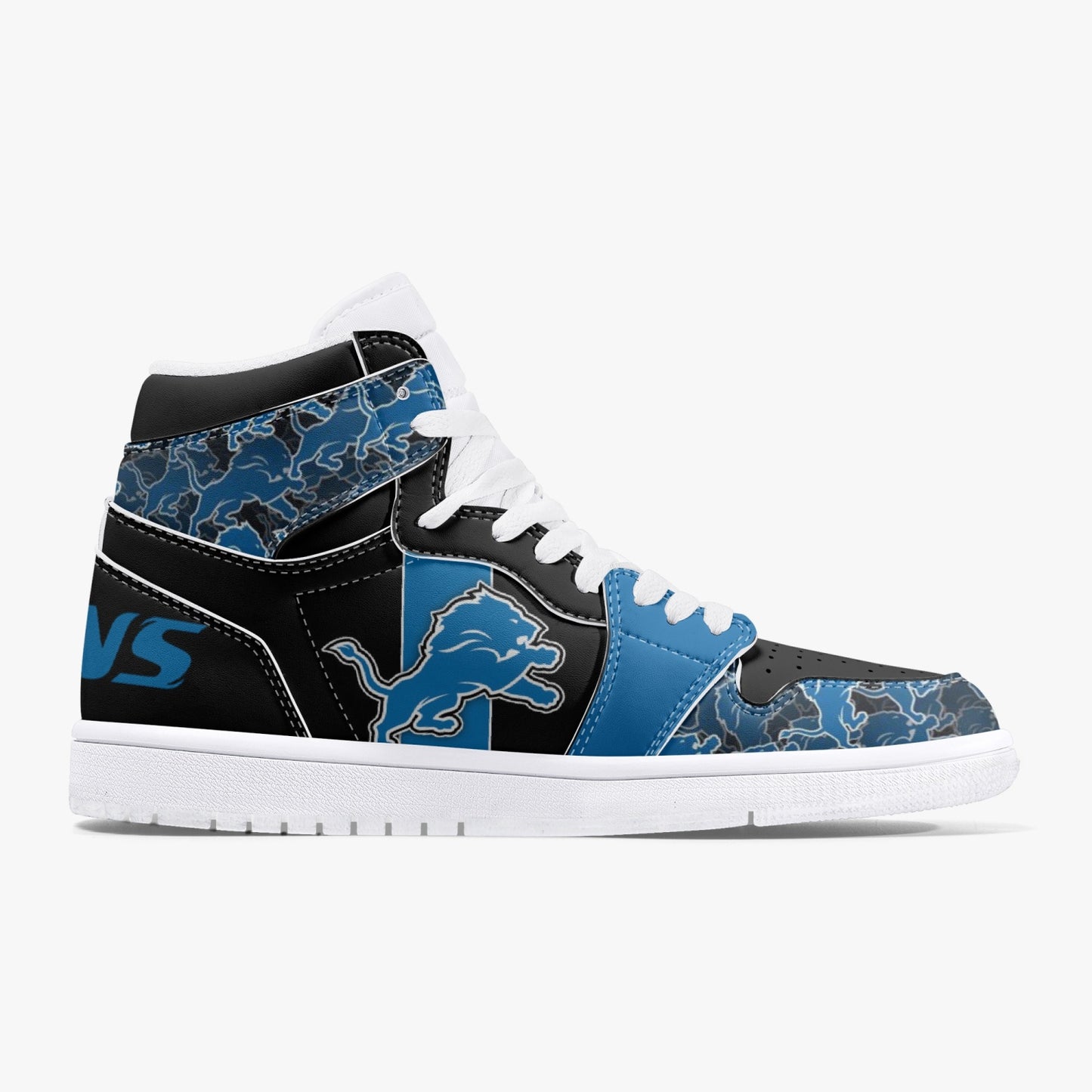 NFL Playoff Collection - Detroit Lions - Black Leather Sneakers