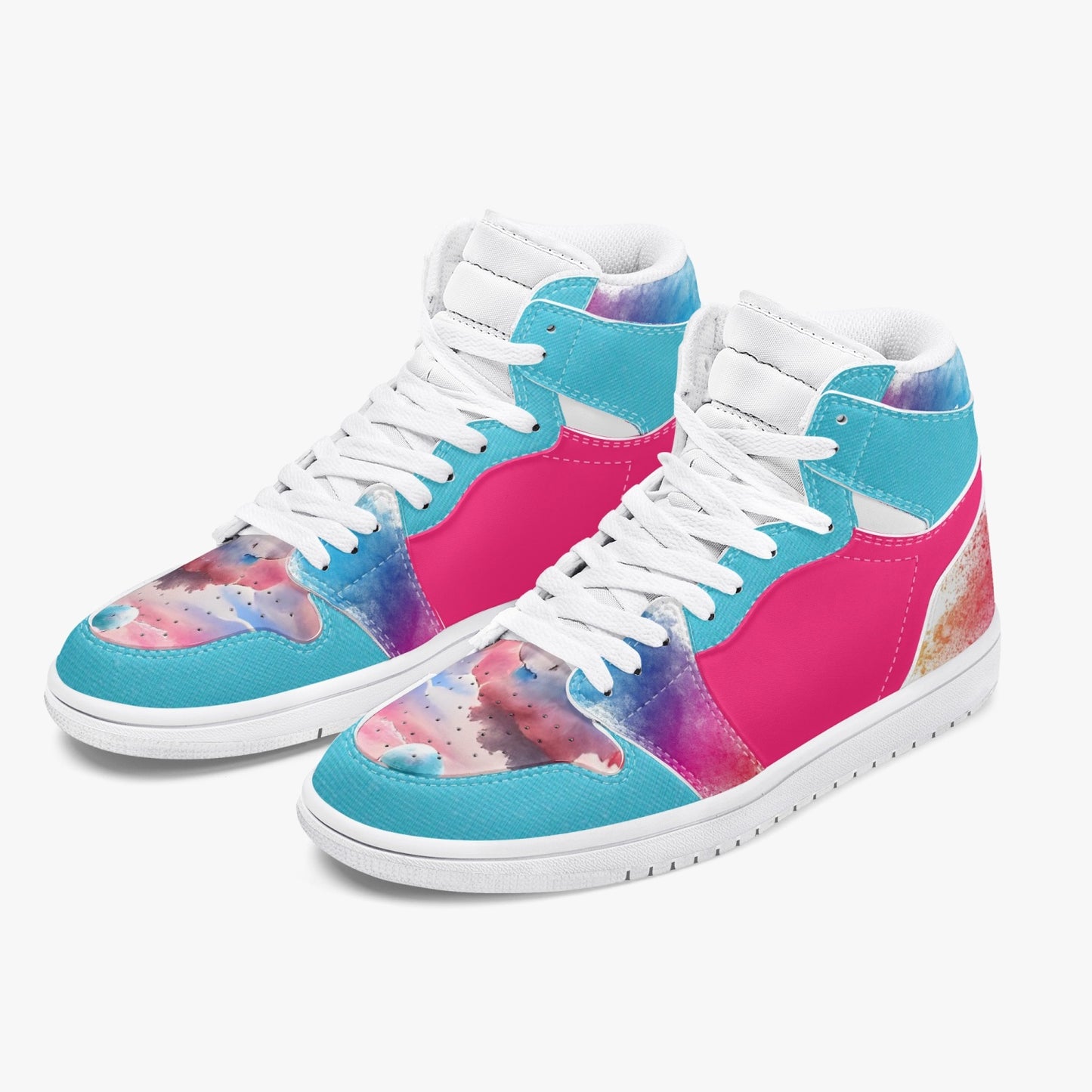 Cotton Candy - High-Top Leather Sneakers - White