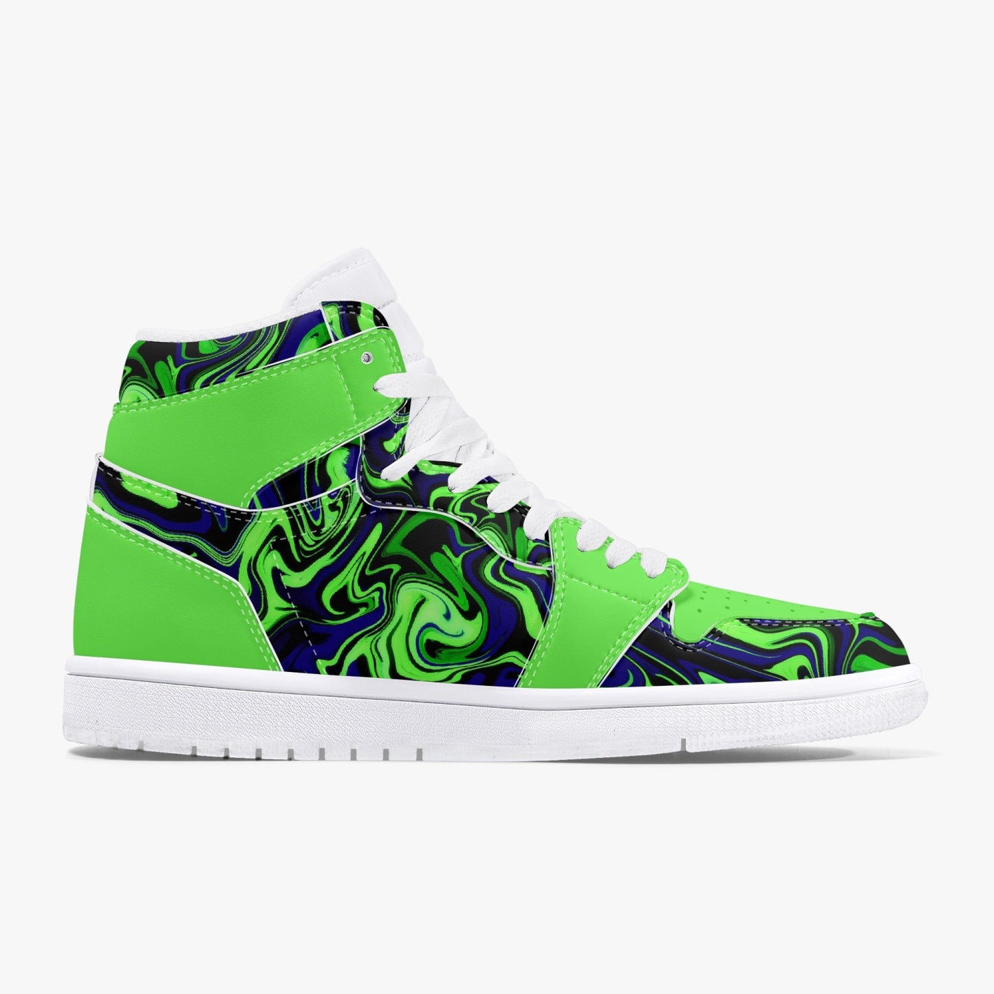 Aqua Liquids - High-Top Leather Sneakers - Green/ White Sole