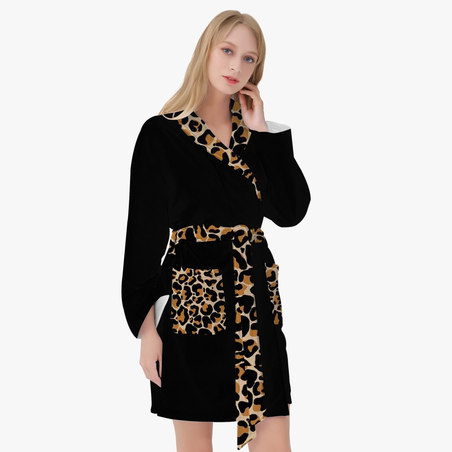 MOB WIFE EAR - Leopard print - Black Women's Loose-fitting Bathrobe