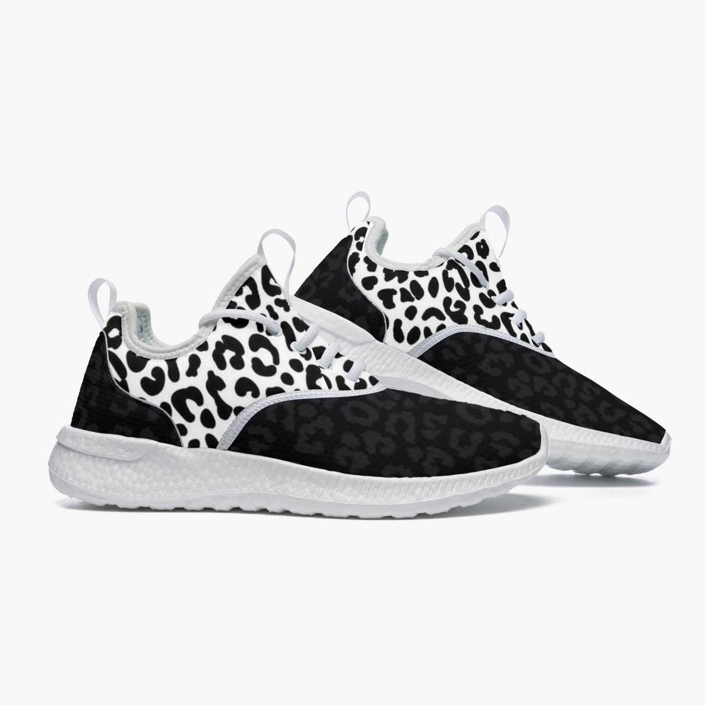 SPORTY MOB WIFE - White / Black Leopard print - Casual Mesh Sports Sneakers