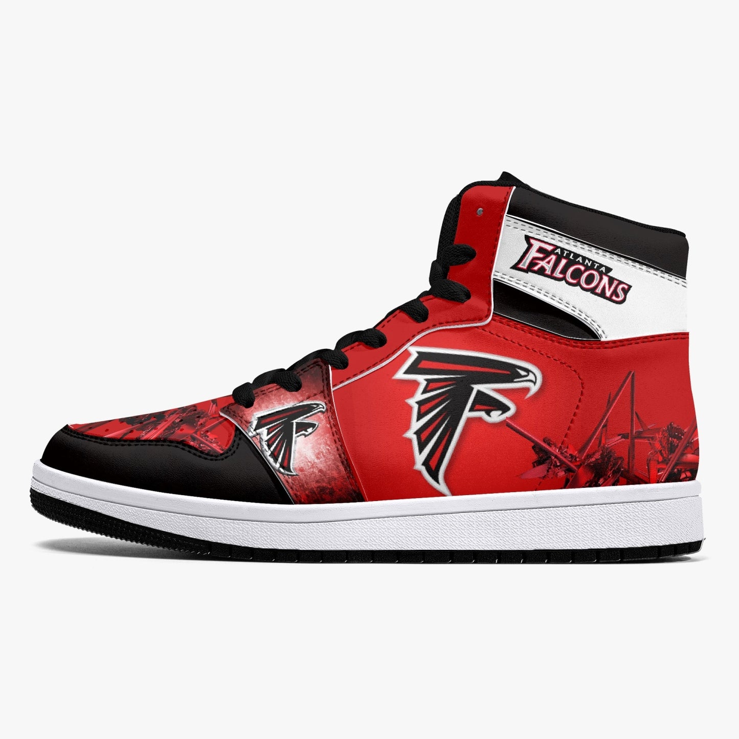 ATL Falcons - High-Top Leather Sneakers - Red - White / Black Sole