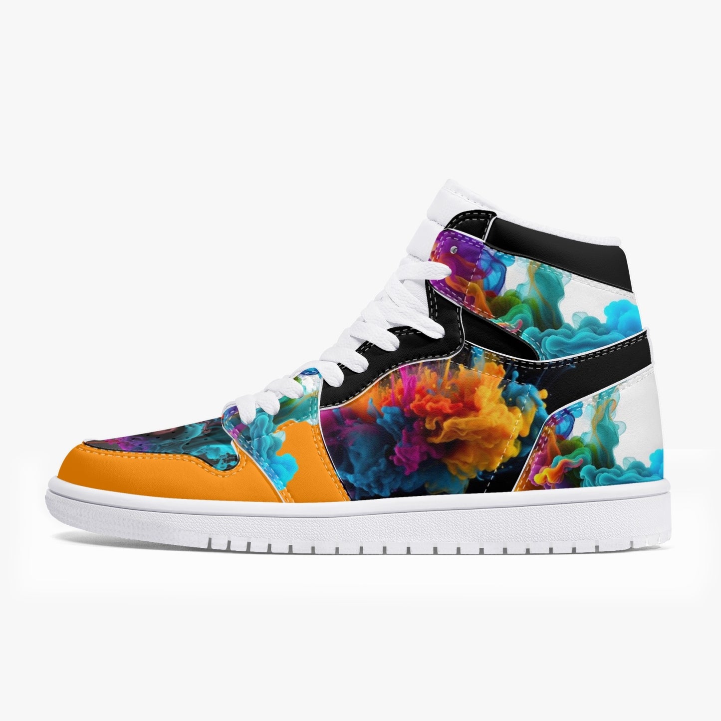 Colorful Smokes - High-Top Leather Sneakers - White