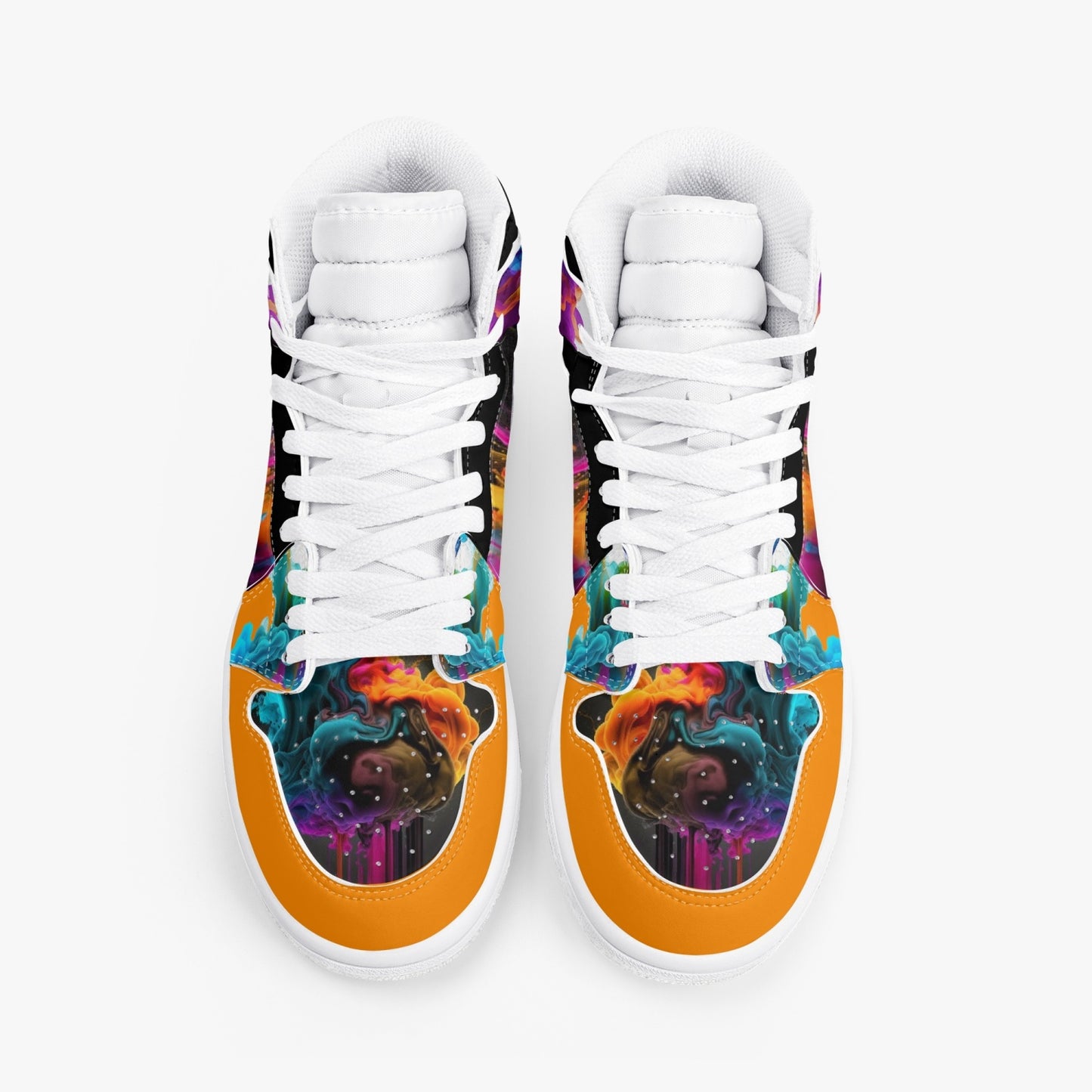 Colorful Smokes - High-Top Leather Sneakers - White