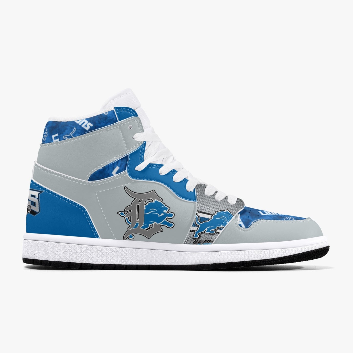 NFL Playoff Collection - Detroit Lions - Grey Leather Sneakers