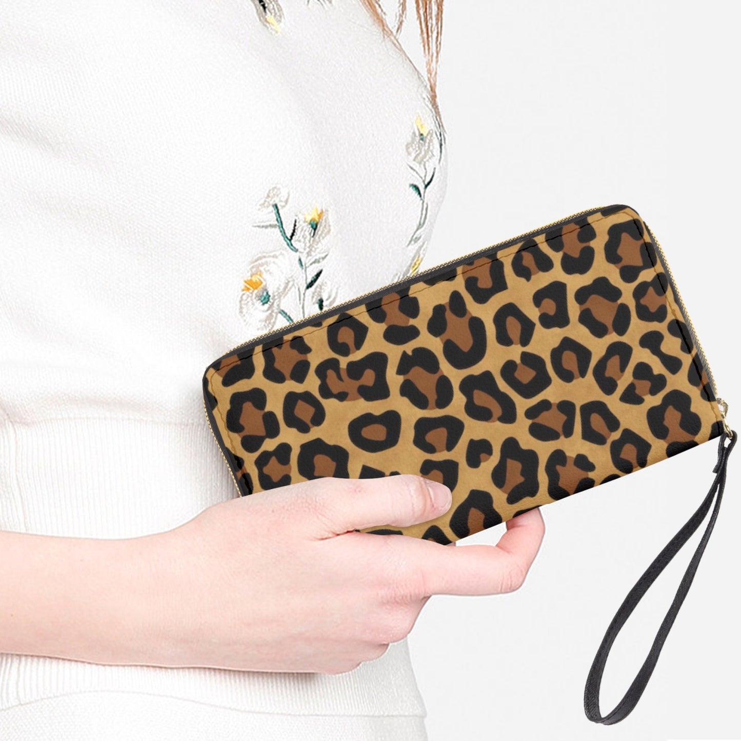 SPORTY MOB WIFE - Light Leopard Print - Leather Wristlet Clutch Wallet