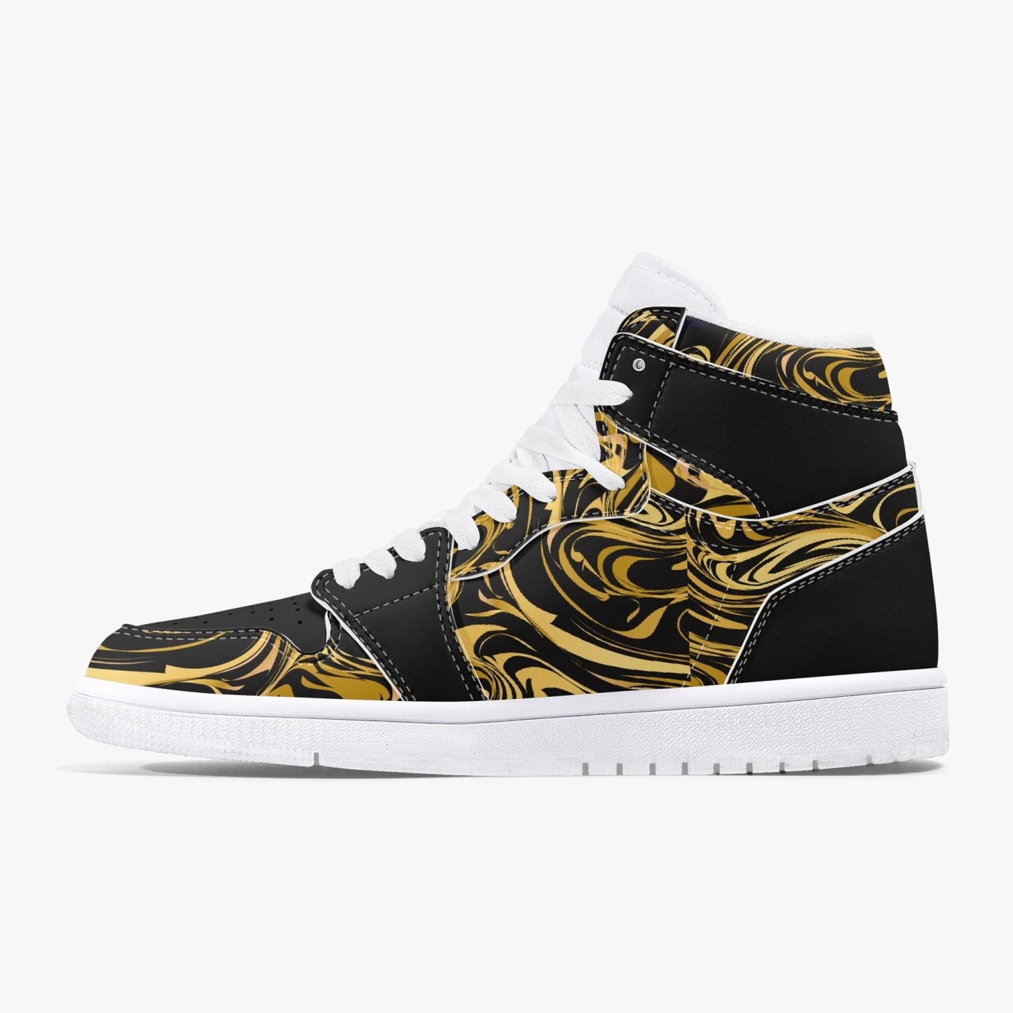 Golden Blackout Liquids High-Top Leather Sneakers - Black W/  White Sole