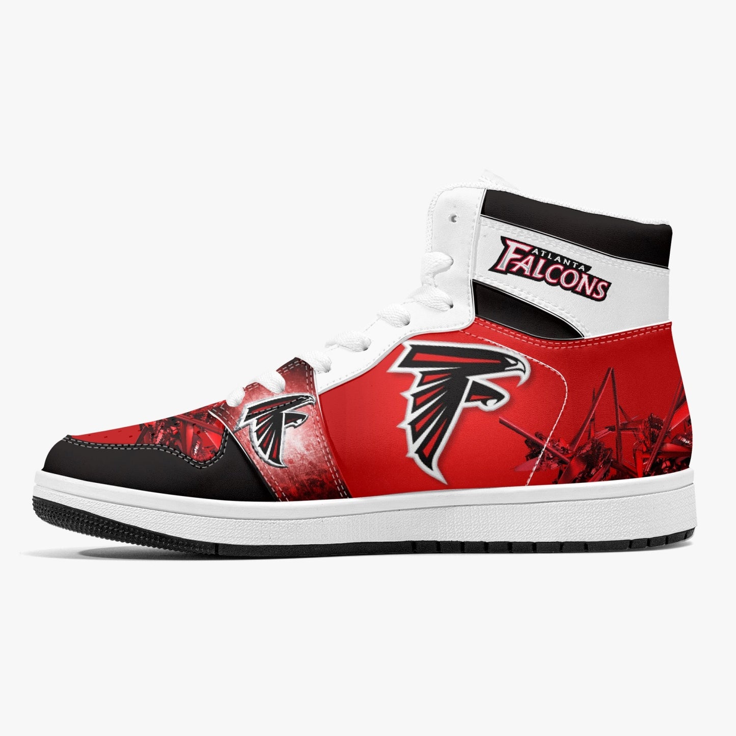 ATL Falcons - High-Top Leather Sneakers - Red - White / Black Sole