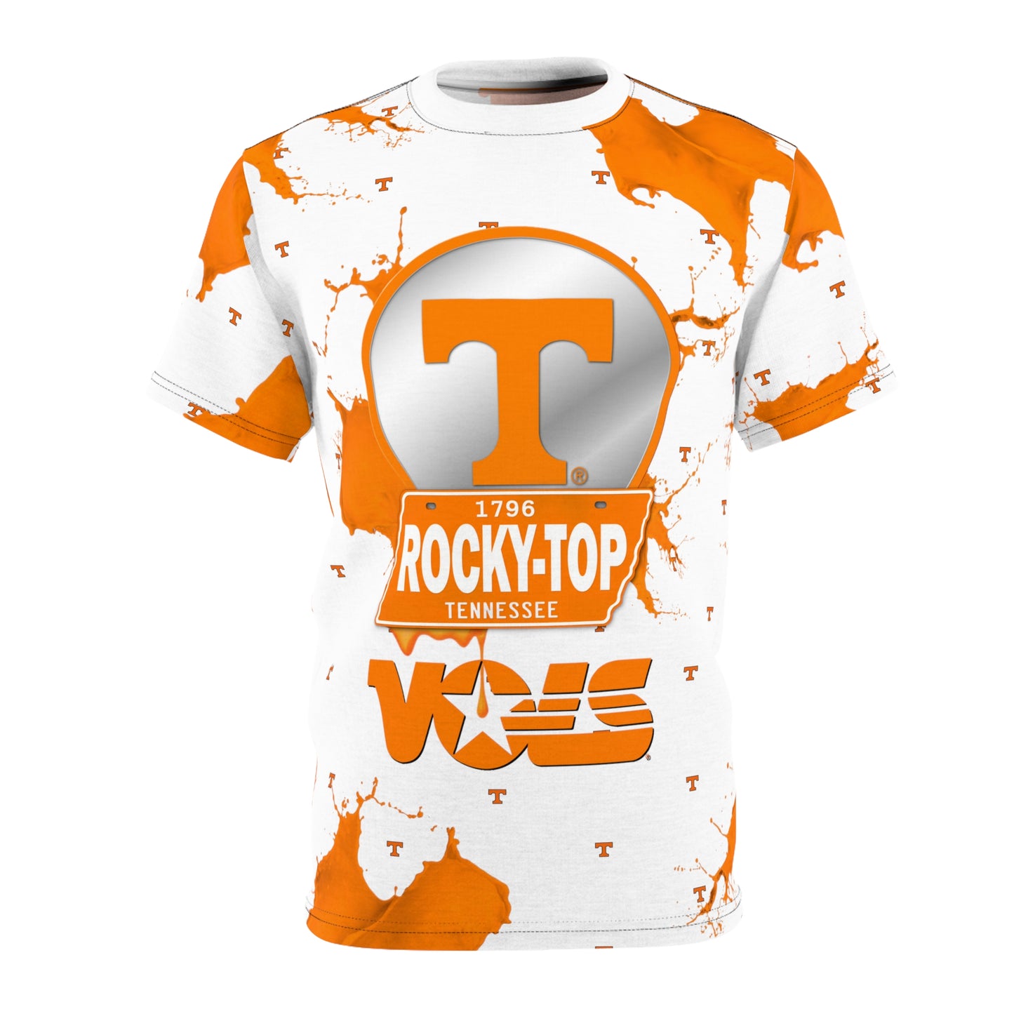 TN VOLS - WBO - Tennessee Silver/Rocky Top/Vols - Full Orange Bleed - WHT T-Shirt