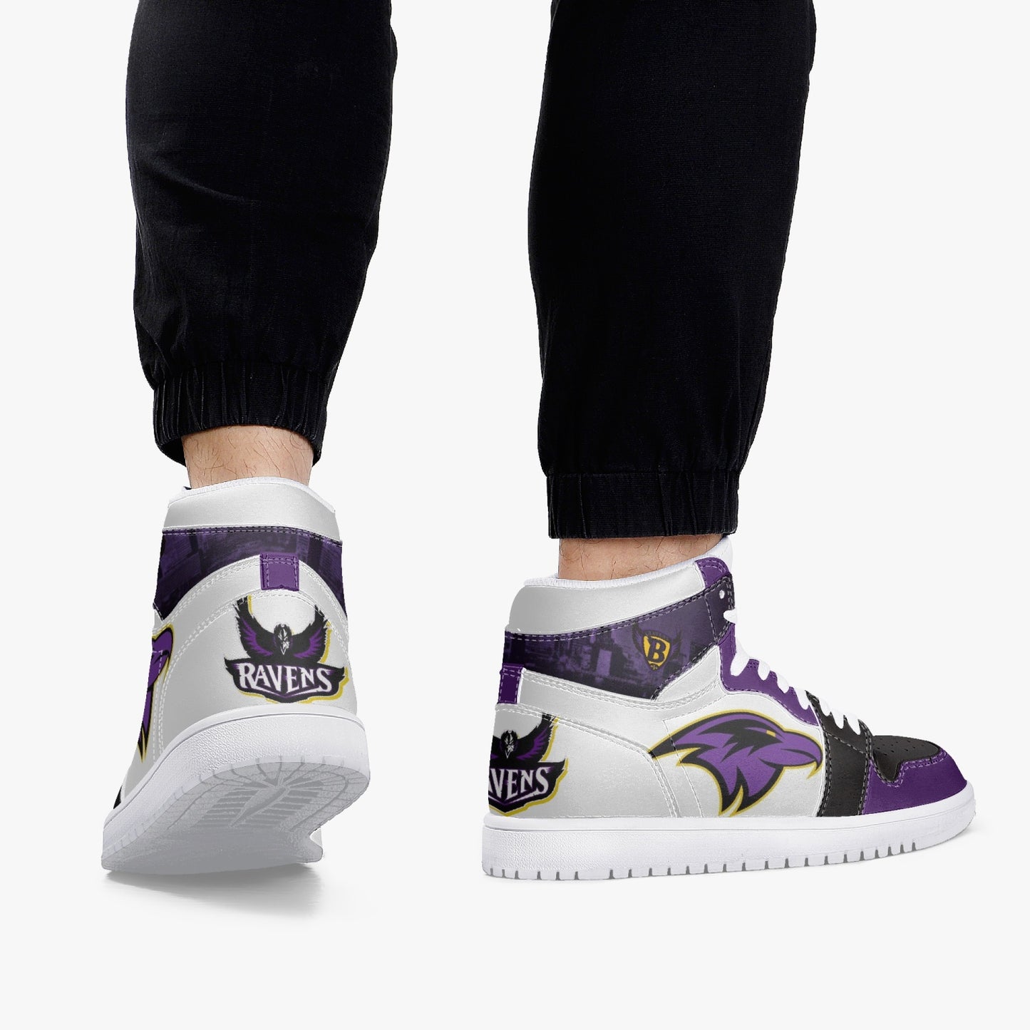 NFL Playoff Collection - Baltimore Ravens - White Leather Sneakers