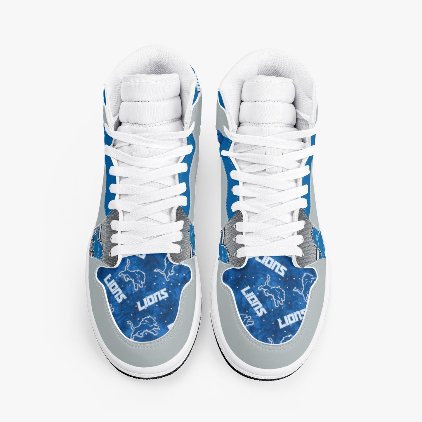 NFL Playoff Collection - Detroit Lions - Grey Leather Sneakers