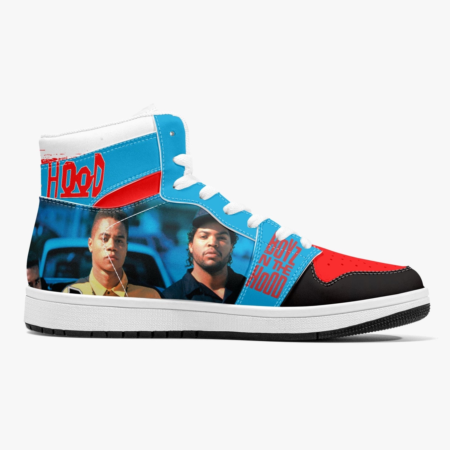 Boyz N The Hood - High-Top Leather Sneakers - White / Black Sole