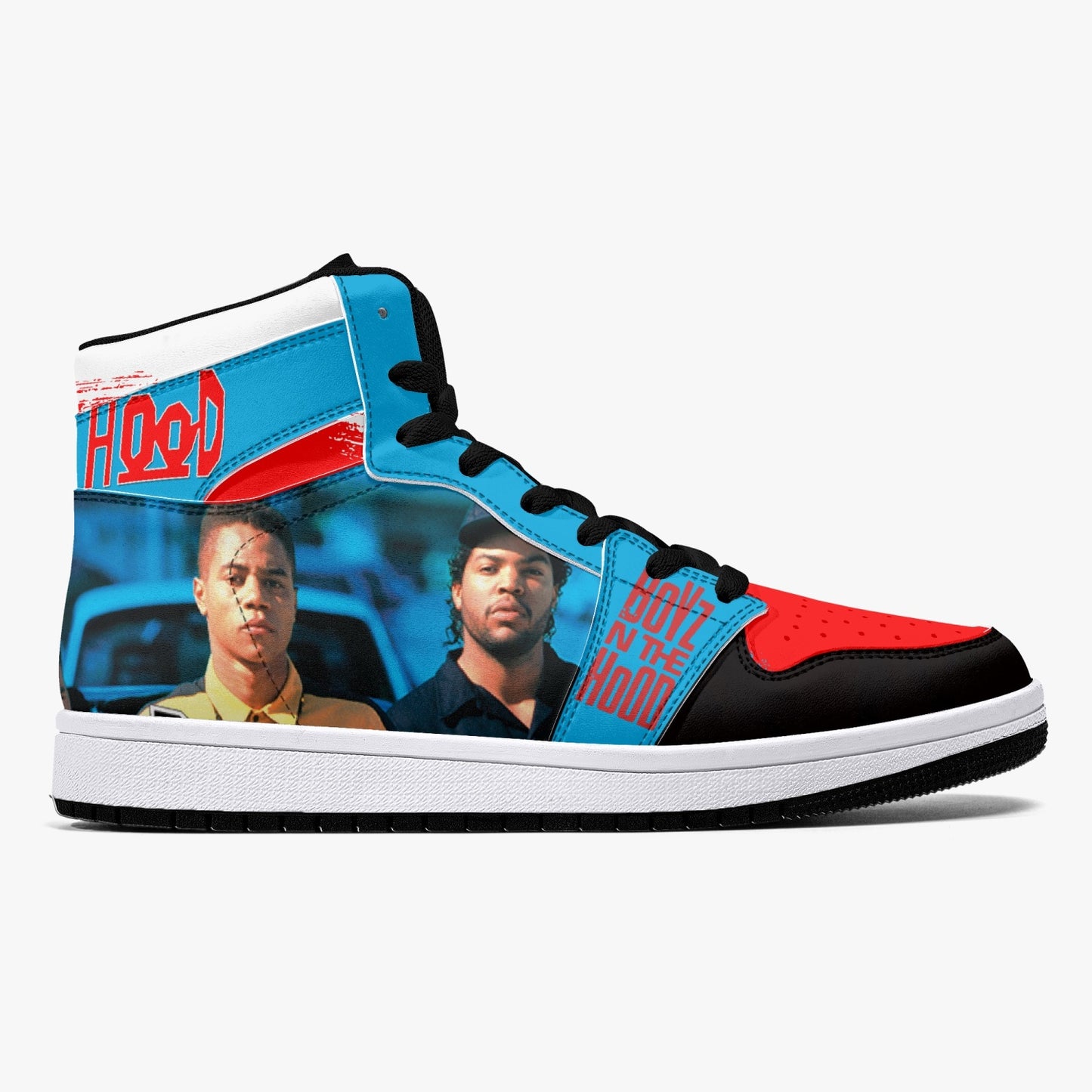 Boyz N The Hood - High-Top Leather Sneakers - White / Black Sole