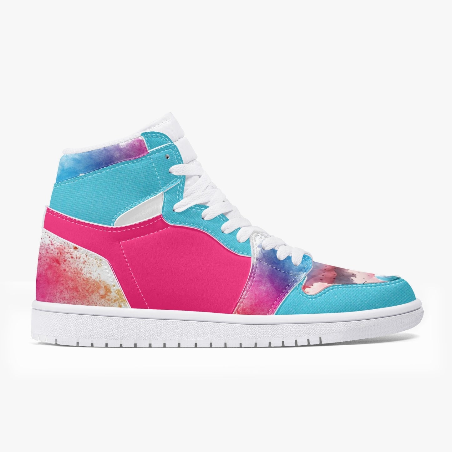 Cotton Candy - High-Top Leather Sneakers - White