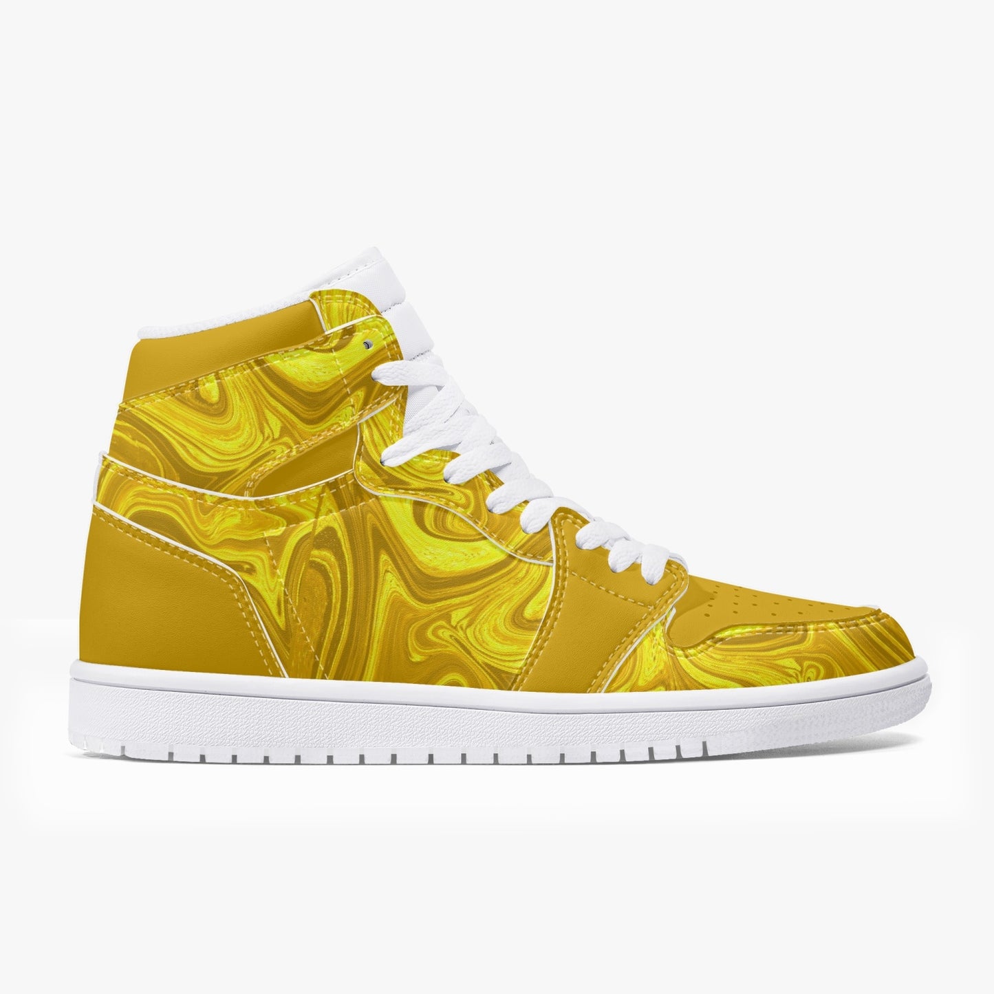 Golden Liquids High-Top Leather Sneakers - Gold w/ White Sole