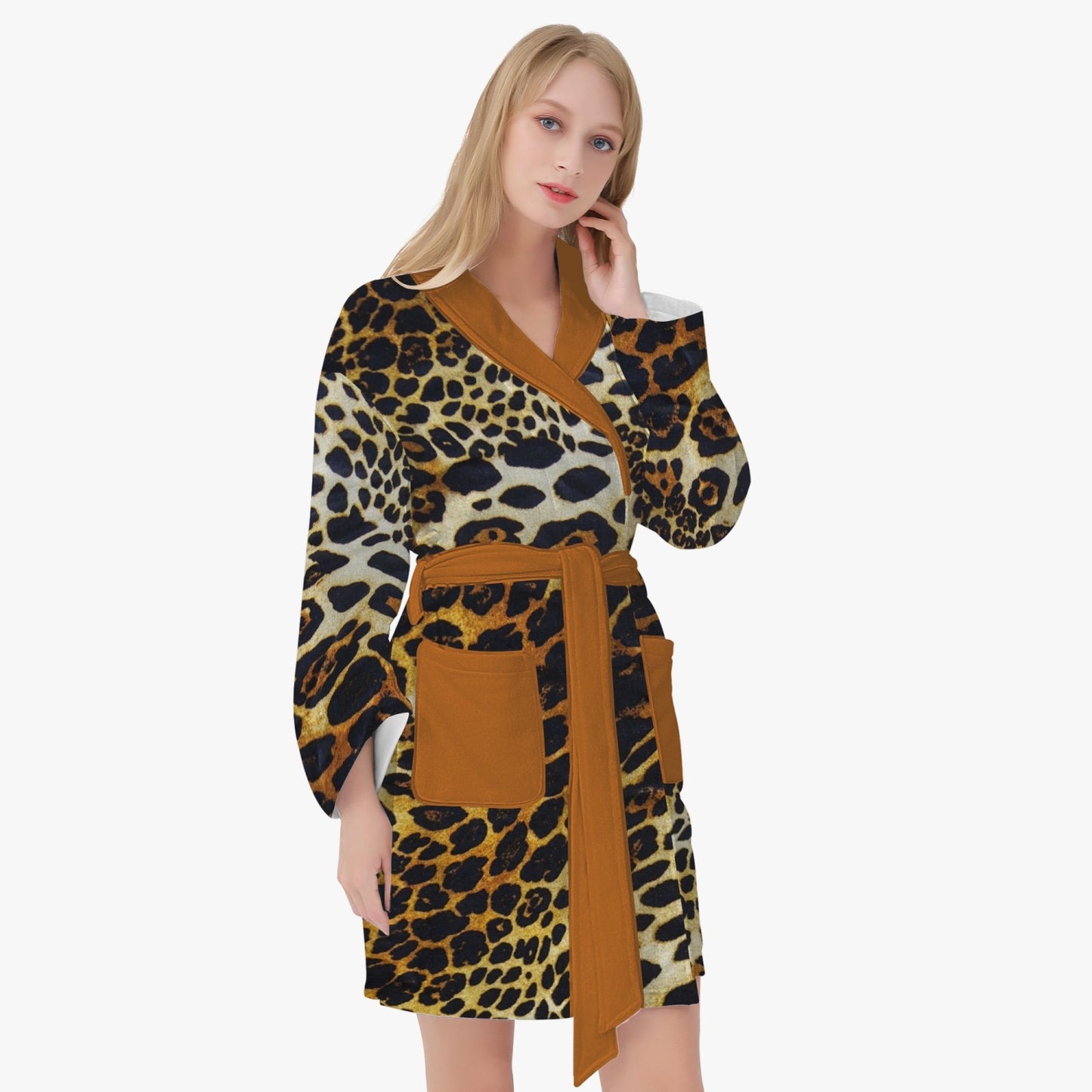 SPORTY MOB WIFE - Full Leopard print - Women's Loose-fitting Bathrobe