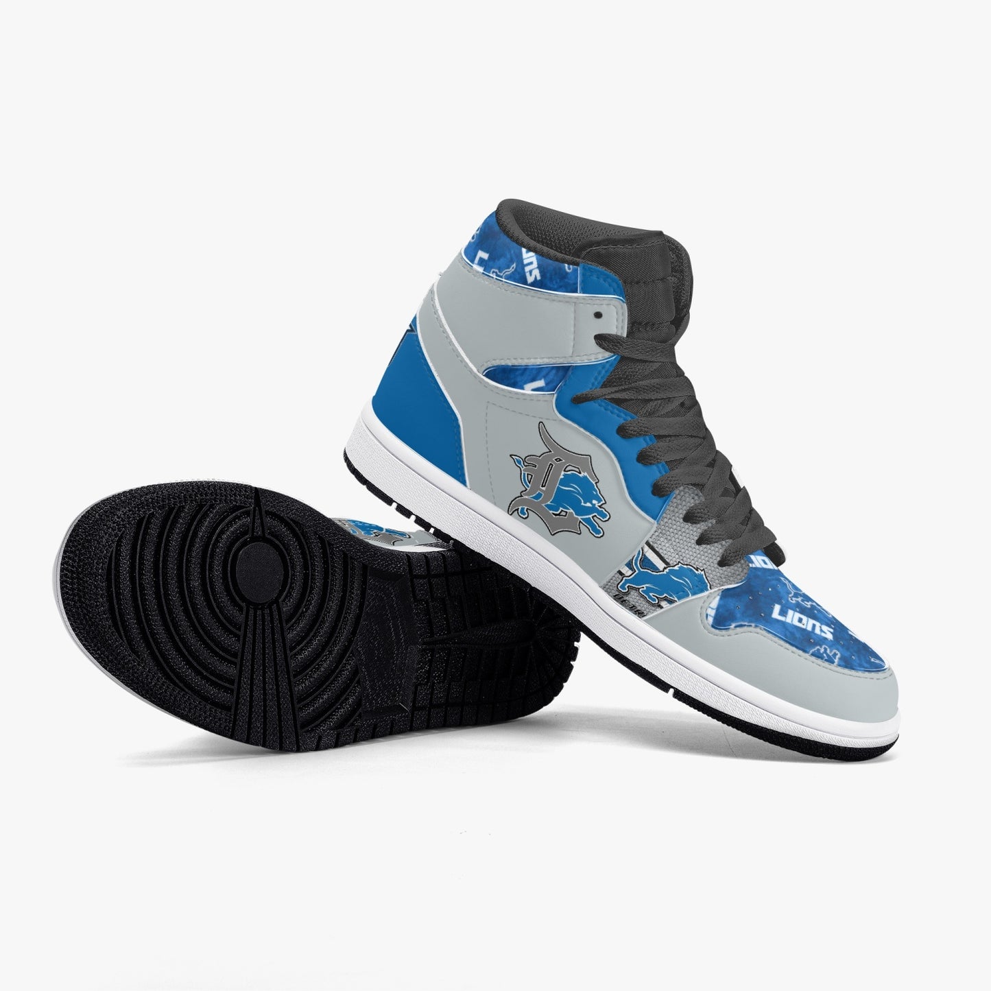 NFL Playoff Collection - Detroit Lions - Grey Leather Sneakers