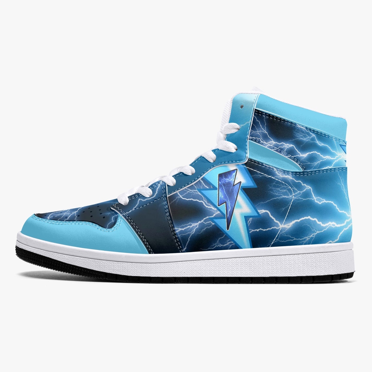 BOLTZ - Blue ThunderOne  - High-Top Leather Sneakers - White / Black Sole