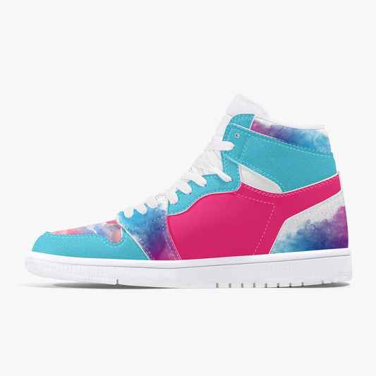 Cotton Candy - High-Top Leather Sneakers - White