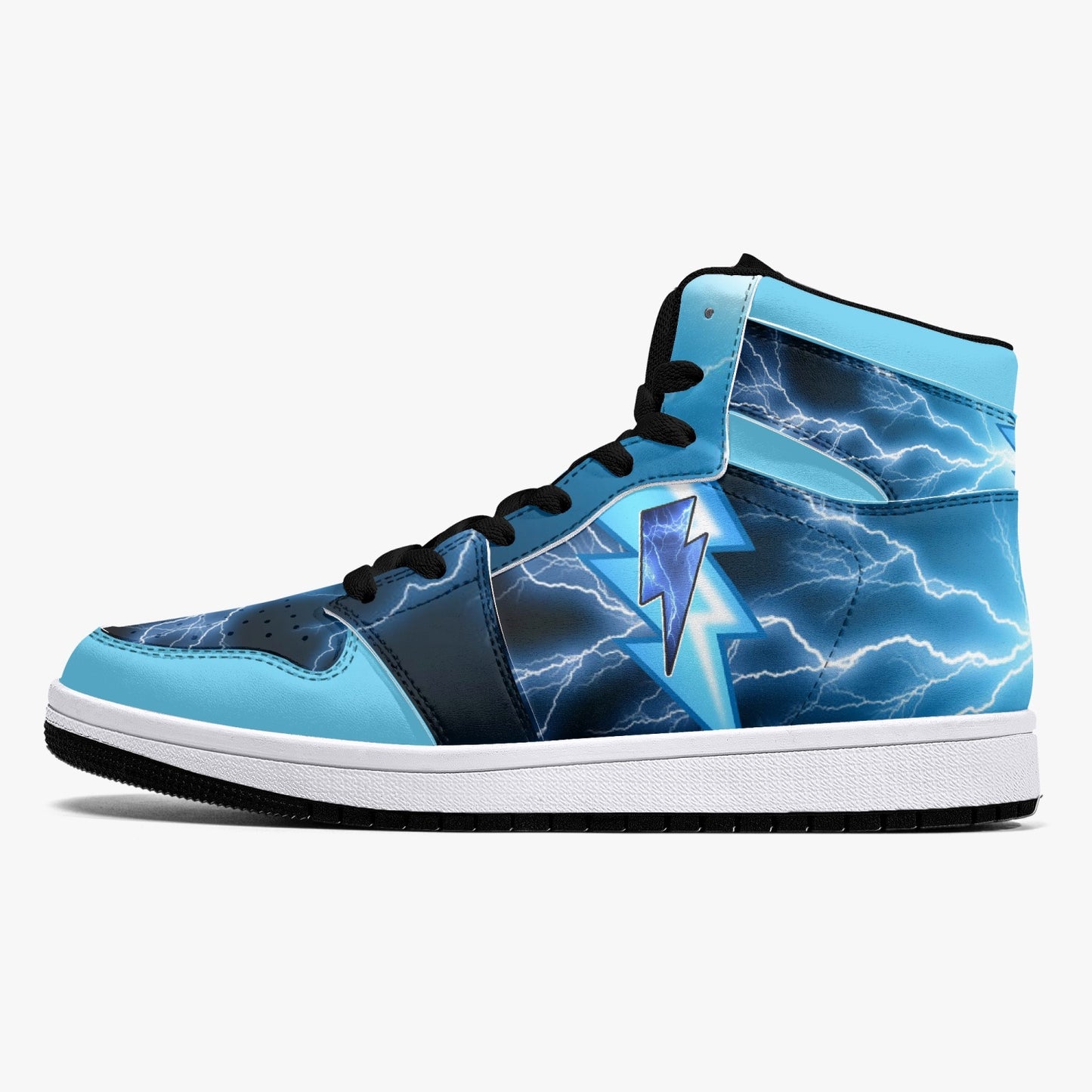 BOLTZ - Blue ThunderOne  - High-Top Leather Sneakers - White / Black Sole