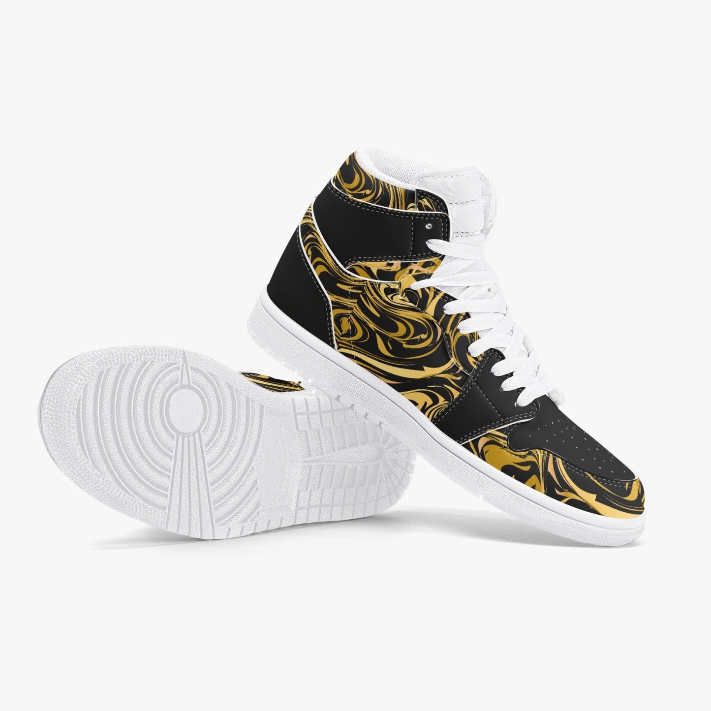 Golden Blackout Liquids High-Top Leather Sneakers - Black W/  White Sole