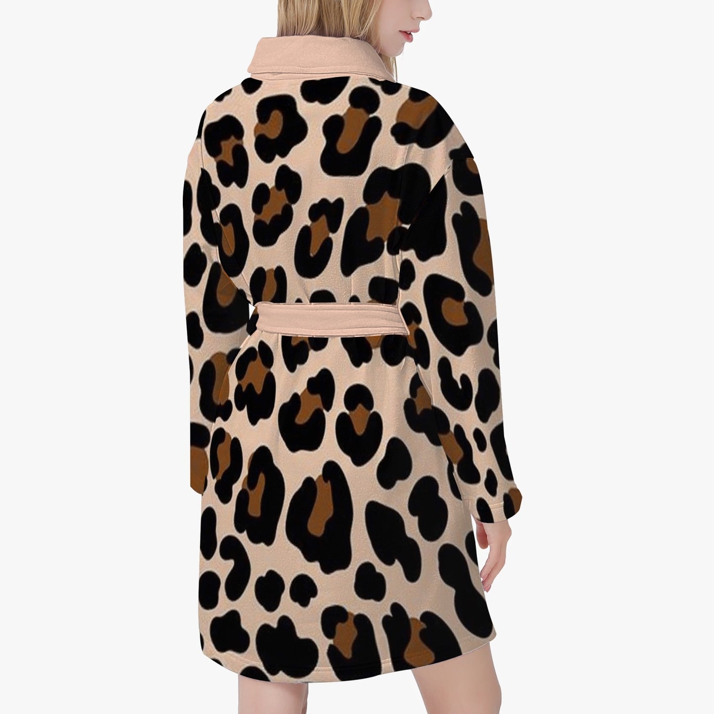 SPORTY MOB WIFE - Leopard print - Pink - Women's Loose-fitting Bathrobe